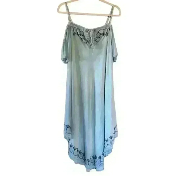 New with Tags Westside Designs Women's Chambray Cold Shoulder Dress, Free Size - Picture 2 of 4